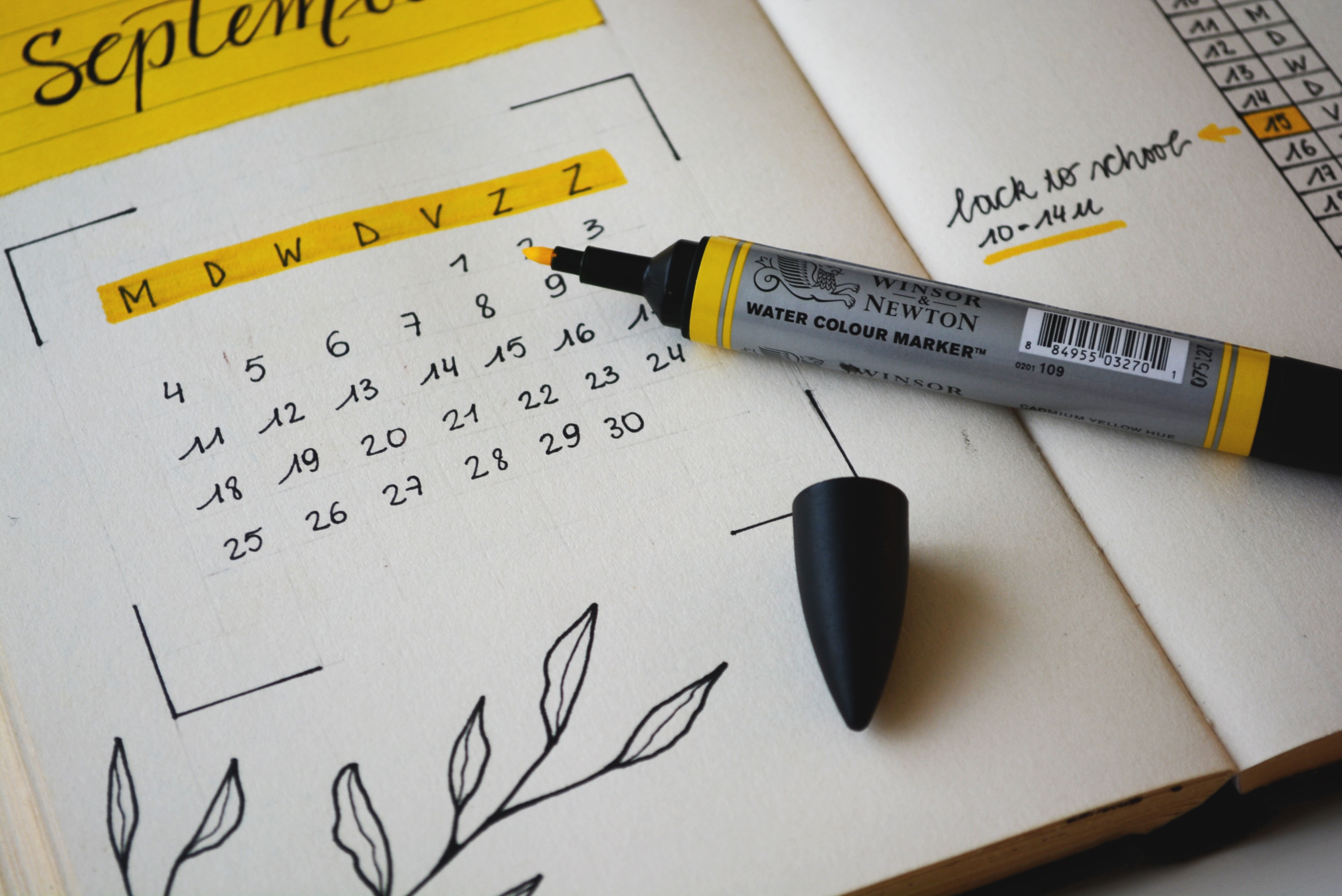 calendar and pen